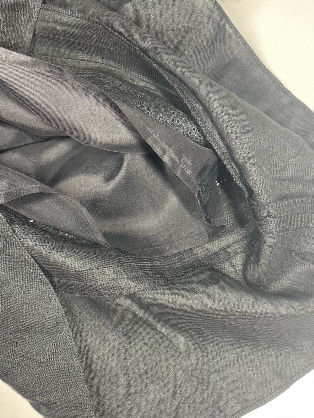 Ann Taylor LOFT Black Ruffle Hem Midi Skirt 100% Linen Size 10 Lined - Picture 5 of 5